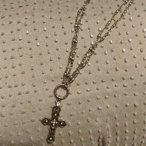 Brighton 8 inch cross 2 sided necklace
